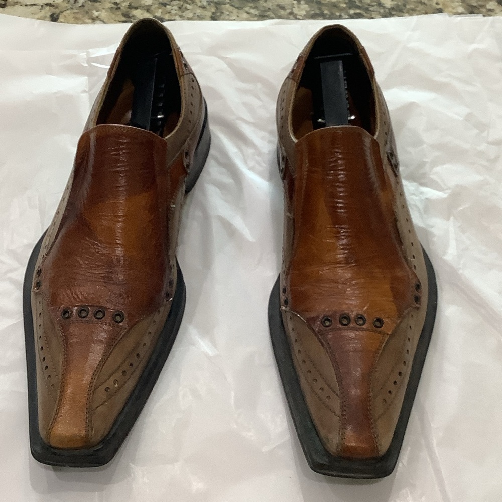 Impulse Men's Brown Leather Slip-On Dress Loafers